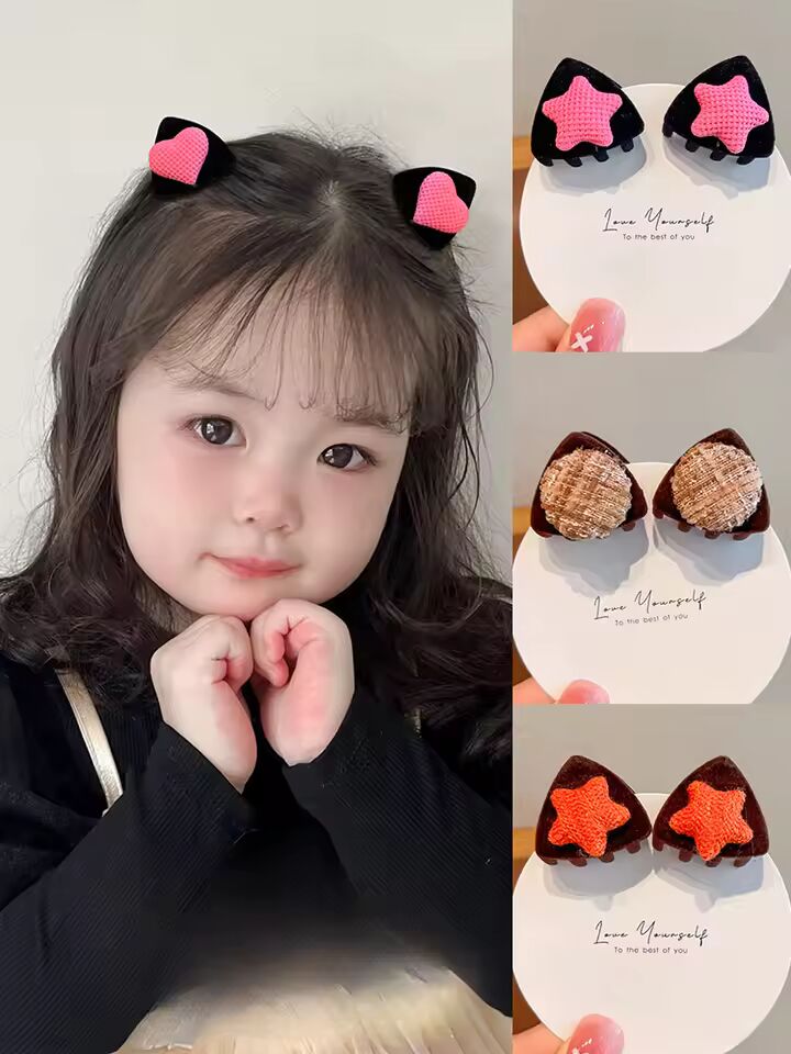 2/4 Pcs/Set New Baby Girls Sweet Lovely Cat Ear Mini Hair Claws Hairpins Children Cute Headwear Hair Clips Kids Hair Accessories
