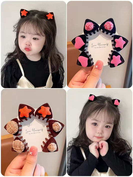 2/4 Pcs/Set New Baby Girls Sweet Lovely Cat Ear Mini Hair Claws Hairpins Children Cute Headwear Hair Clips Kids Hair Accessories
